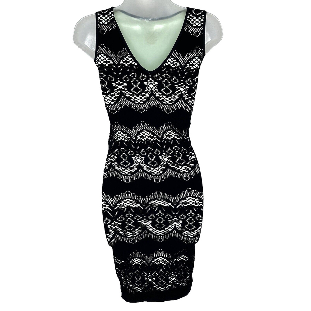 NWOT! Intimately Free People Bodycon Tank Dress Crochet Knit Black Green Sz XS/S